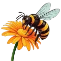Illustration d'une abeille en train de butiner une fleur